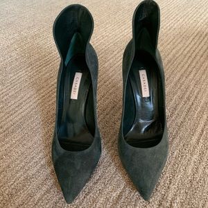 Casadei suede peplum back pumps